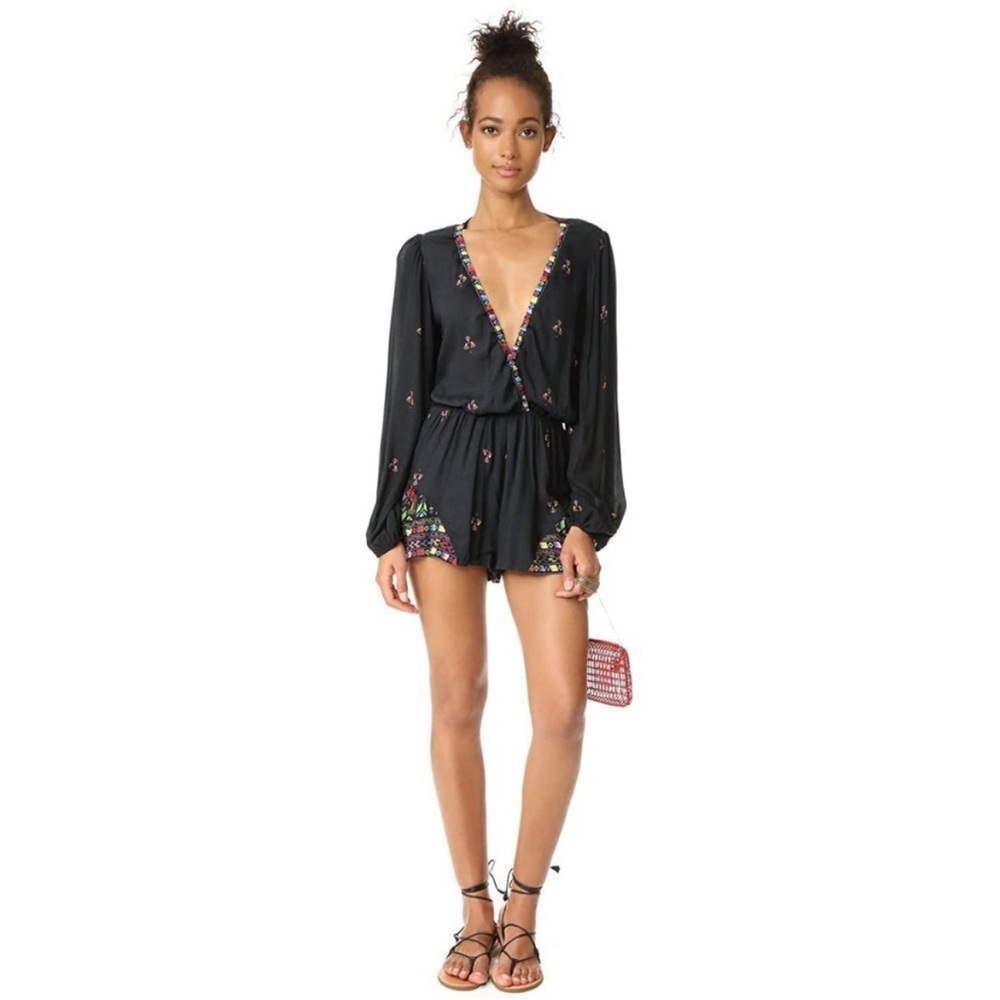 Jen's Pirate Booty Jaguar Romper In Huichol Black Women's Size Small